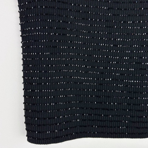 Kate Hill Silk Blend and Beaded Black Knit Top - Picture 3 of 6
